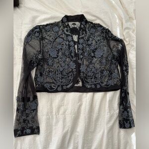 Elegant Black Embroidered Women's Jacket